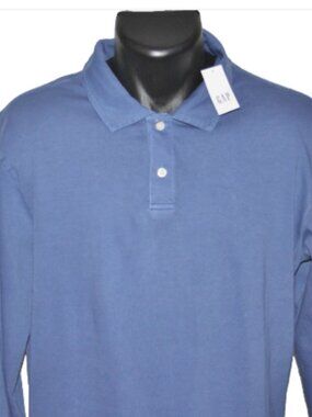 New with Tags, Gap 100% Cotton Long Sleeve Polo, Large, Royal Blue